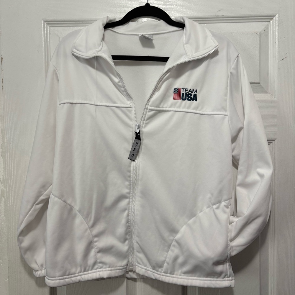 Women's White TEAM USA zip up jacket Size Medium
